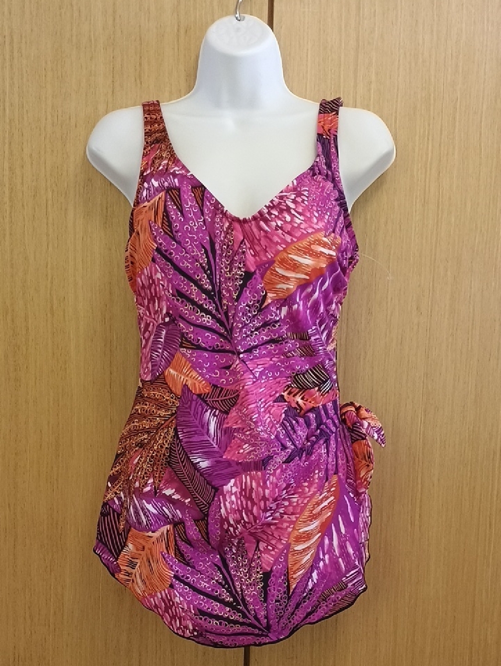 NWOT Maxine SZ 12 Coral Sarong Swim Dress